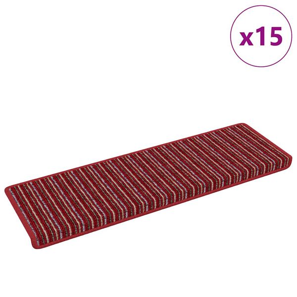 vidaXL Mochete autocolante pentru scară 15 pcs Roșu 65 x 21 x 4 cm