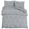 vidaXL Set cu husă de pilotă, gri și alb, 225x220 cm, bumbac
