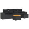 vidaXL Set mobilier de grădină cu perne, 6 piese, negru, poliratan