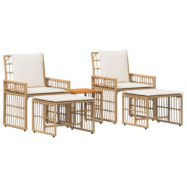 vidaXL Set de Mobilier pentru Exterior 5 pcs Alb Natural și Crem