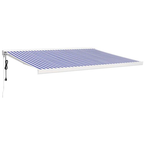 vidaXL Copertină retractabilă albastru/alb, 4x3 m, textil/aluminiu