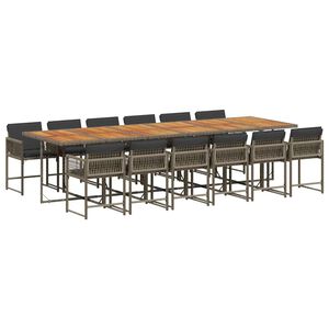 vidaXL Set mobilier de grădină cu perne, 13 piese, gri, poliratan