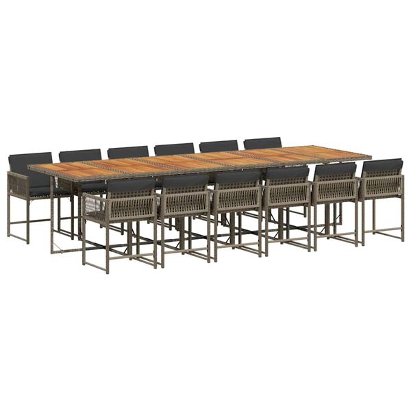 vidaXL Set mobilier de grădină cu perne, 13 piese, gri, poliratan