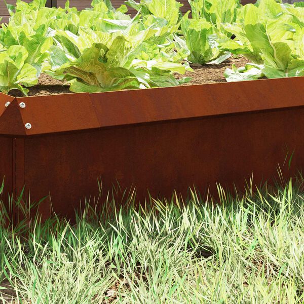 vidaXL Gard pentru melci 16 pcs Ruginit 100 x 3,5 x 25 cm