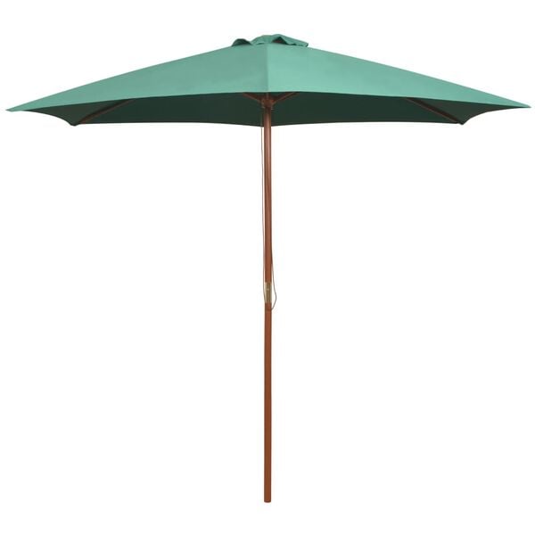 vidaXL Umbrelă de soare cu st&acirc;lp de lemn 270 x 270 cm, verde