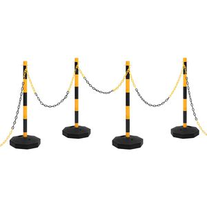 vidaXL Set st&acirc;lp semnalizare trafic, cu lanț din plastic de 10 m