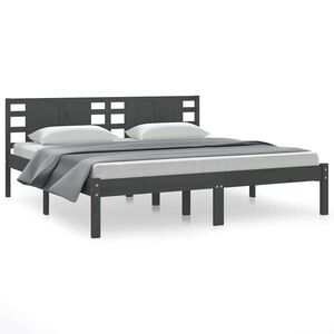 vidaXL Cadru de pat, gri, 200x200 cm, lemn masiv de pin