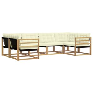 vidaXL Set de canapele de exterior cu pernă 6 pcs Alb și crem