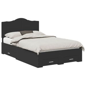 vidaXL Cadru de pat cu headboard Negru 135 x 190 cm Lemn compozit