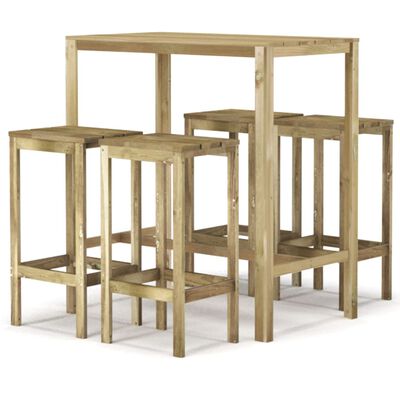 vidaXL Set mobilier bar de grădină, 5 piese, lemn de pin tratat