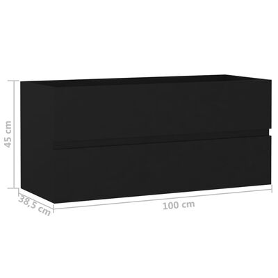 vidaXL Dulap chiuvetă, negru, 100x38,5x45 cm, lemn prelucrat