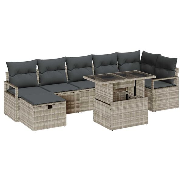 vidaXL Set de canapele pentru grădină 8 pcs Gri deschis Rattan poli