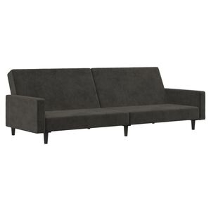 vidaXL Canapea extensibilă cu 2 locuri, gri &icirc;nchis, catifea