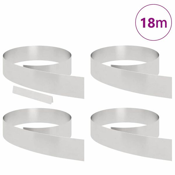 vidaXL Margine pentru gazon 4 pcs Argintiu 450 x 0.05 x 15 cm