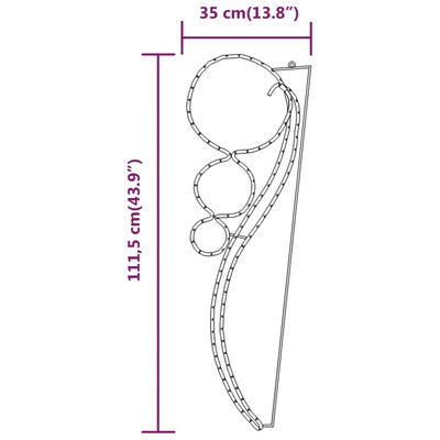 vidaXL Șir de lumini în formă de bilă, 2 buc. alb cald 111,5x35x4,5 cm
