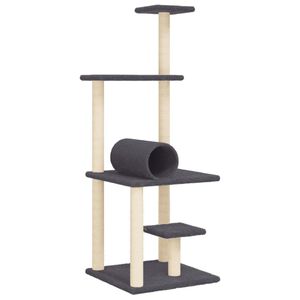 vidaXL Ansamblu pisici cu st&acirc;lpi din funie sisal, gri &icirc;nchis, 136 cm