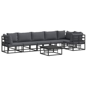 vidaXL Set de canapele pentru grădină 7 buc. Negru Aluminiu