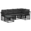vidaXL Set de canapele de exterior cu pernă 6 pcs Negru Poliester