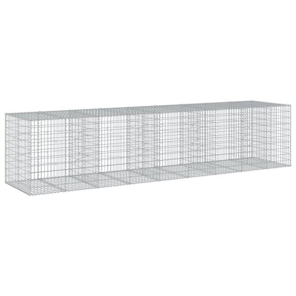 vidaXL Coș gabion cu capac, 450x100x100 cm, fier galvanizat