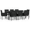vidaXL Set mobilier de grădină cu perne, 9 piese, negru, poliratan