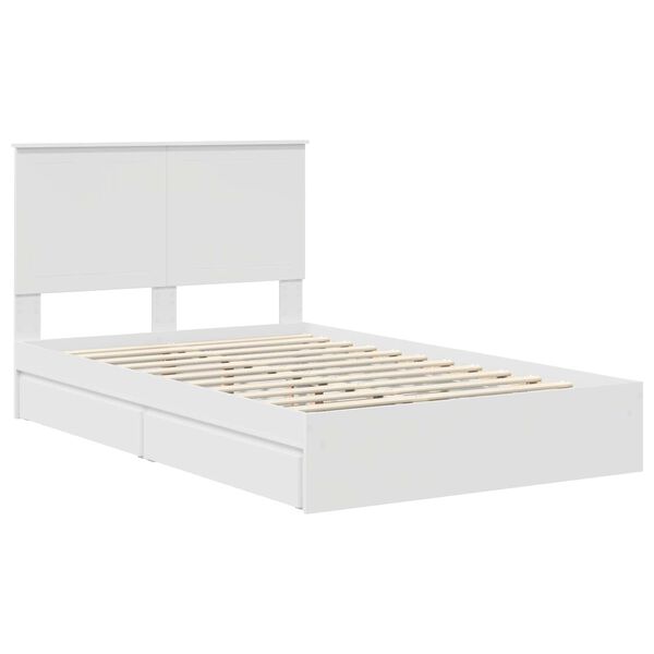 vidaXL Pat cu storage cu headboard Alb 120 x 190 cm Lemn compozit
