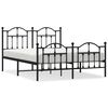 vidaXL Cadru pat metalic cu tăblie de cap/picioare, negru, 140x190 cm