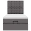 vidaXL Pat otoman cu saltea, gri, 90x190cm, piele ecologică