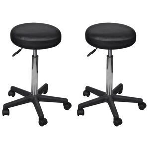 vidaXL Taburete de birou, 2 buc., negru, 35,5x84 cm, piele ecologică
