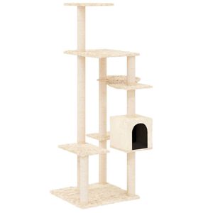 vidaXL Ansamblu de pisici cu st&acirc;lpi din funie de sisal, crem, 142 cm