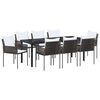 vidaXL Set de masă pentru grădină 9 pcs Maro și negru Ratan PE