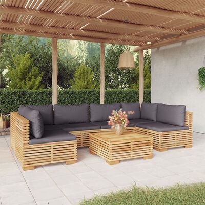 vidaXL Set mobilier grădină cu perne, 7 piese, lemn masiv de tec