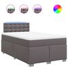 vidaXL Pat box spring cu saltea, gri, 120x200 cm, piele ecologică