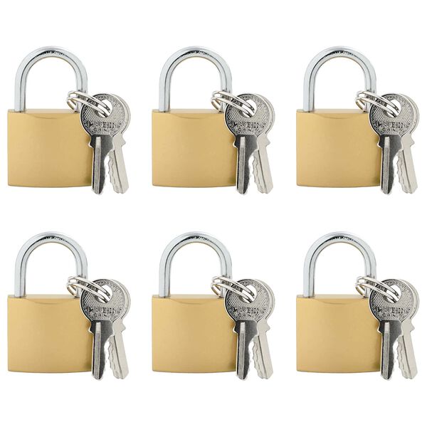 vidaXL U Lock cu Chei 6 pcs Alamă Fier