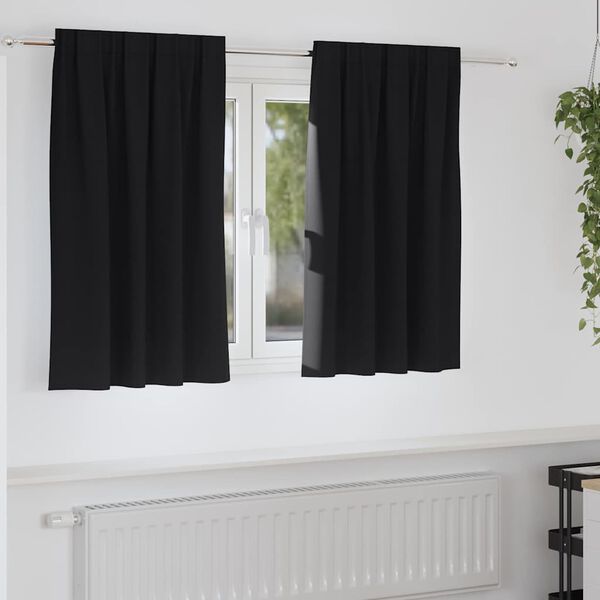 vidaXL Perdele Opaque cu Inel 2 pcs Negru 140 x 140 cm Poliester