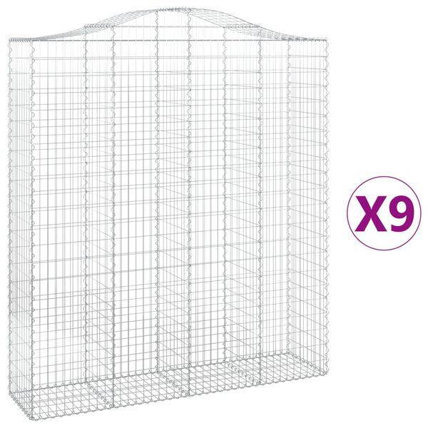 vidaXL Coșuri gabion arcuite, 9 buc, 200x50x220/240cm, fier galvanizat