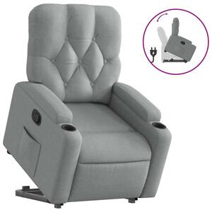 vidaXL Fotoliu rabatabil cu ridicare, gri deschis, material textil