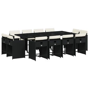 vidaXL Set mobilier de grădină cu perne, 13 piese, negru, poliratan