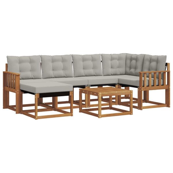 vidaXL Set de canapele de exterior 7 pcs Gri natural și deschis