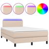 vidaXL Pat cu arcuri, cu saltea și LED, cappuccino 120x200cm piele eco