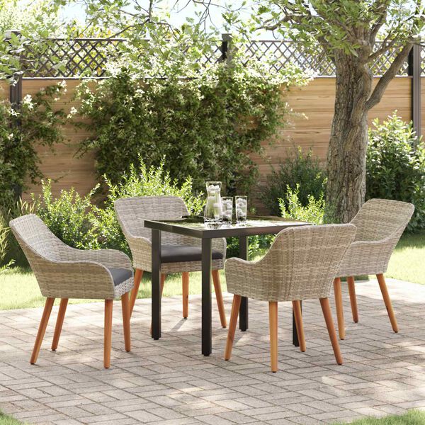 vidaXL Set de dining Gri deschis Rattan poli