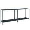 vidaXL Masă consolă,negru, 180x35x75,5 cm, sticlă securizată