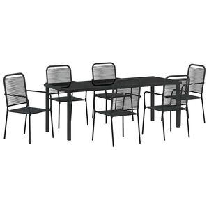 vidaXL Set de masă pentru grădină 7 buc. Negru