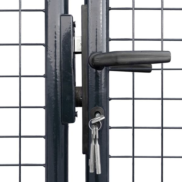 vidaXL Poartă de grădină din plasă, oțel galvanizat, gri, 400x150 cm