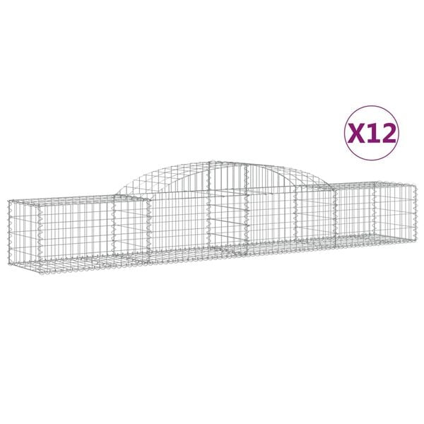 vidaXL Coșuri gabion arcuite, 12 buc., 300x50x40/60cm, fier galvanizat