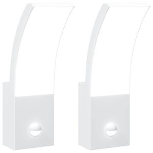 vidaXL Lămpi exterioare de perete LED/senzor 2 buc alb aluminiu turnat