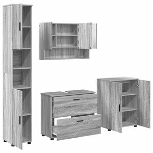 vidaXL Set de mobilier pentru baie 4 buc. Gri Sonoma 35 x 30 x 192 cm