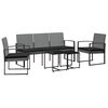vidaXL Set mobilier de grădină cu perne, 5 piese, gri &icirc;nchis, PP ratan
