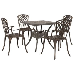 vidaXL Set masă de grădină 5 pcs Bronz Aluminiu turnat