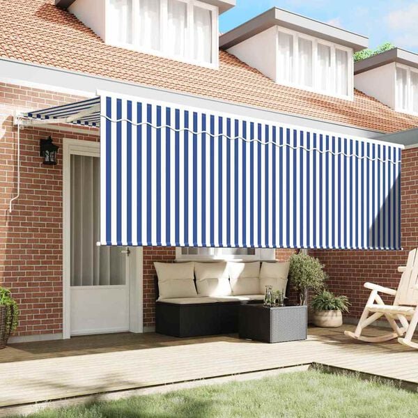 vidaXL Cortina Retractabilă Manual Albastru și Alb 400 x 200 cm