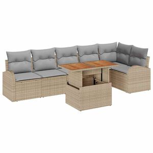 vidaXL Set de canapele pentru grădină 7 pcs Bej Rattan poli